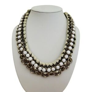 PAM HIRAN Anthropologie Brass Woven Beaded Chunky Choker Statement Necklace